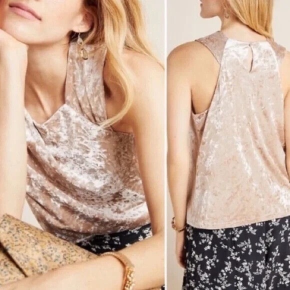 Anthropologie Porridge Jessie Velvet Halter Top size L - Picture 6 of 11
